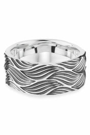 Ring 925/- Sterling Silber oxidiert Wellen