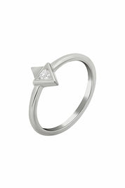 Ring 925 Silber rhodiniert mit Zirkonia Dreieck