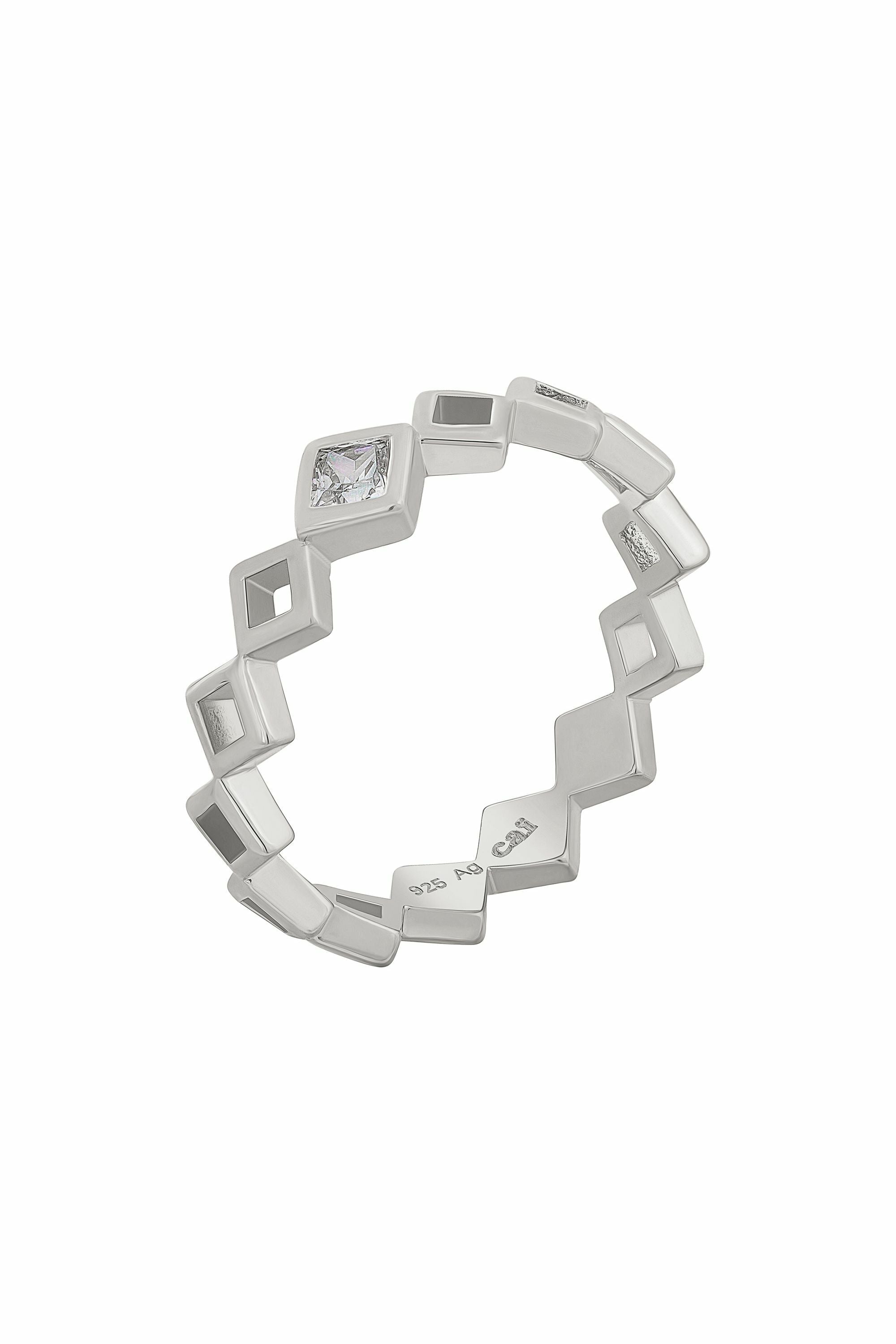 Ring 925 Silber rhodiniert Rauten mit Zirkonia