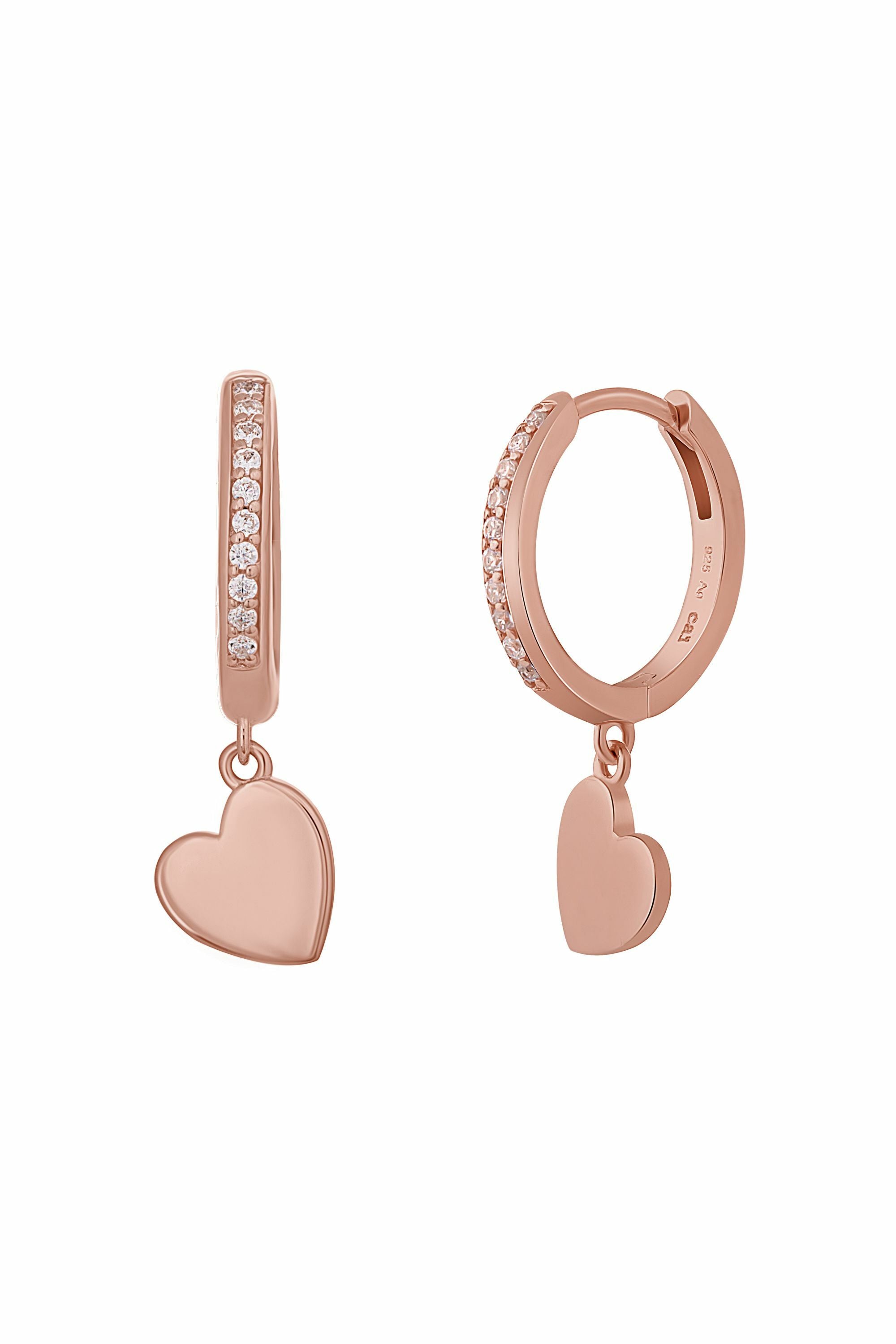 Creole 925 Sterling Silber rosé vergoldet Herz Zirkonia