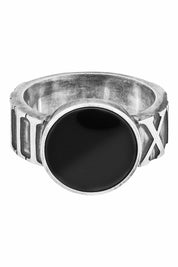 Ring 925 Sterling Silber matt oxidiert mit Onyx