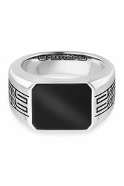 Ring 925/- Sterling Silber rhodiniert oxidiert Onyx