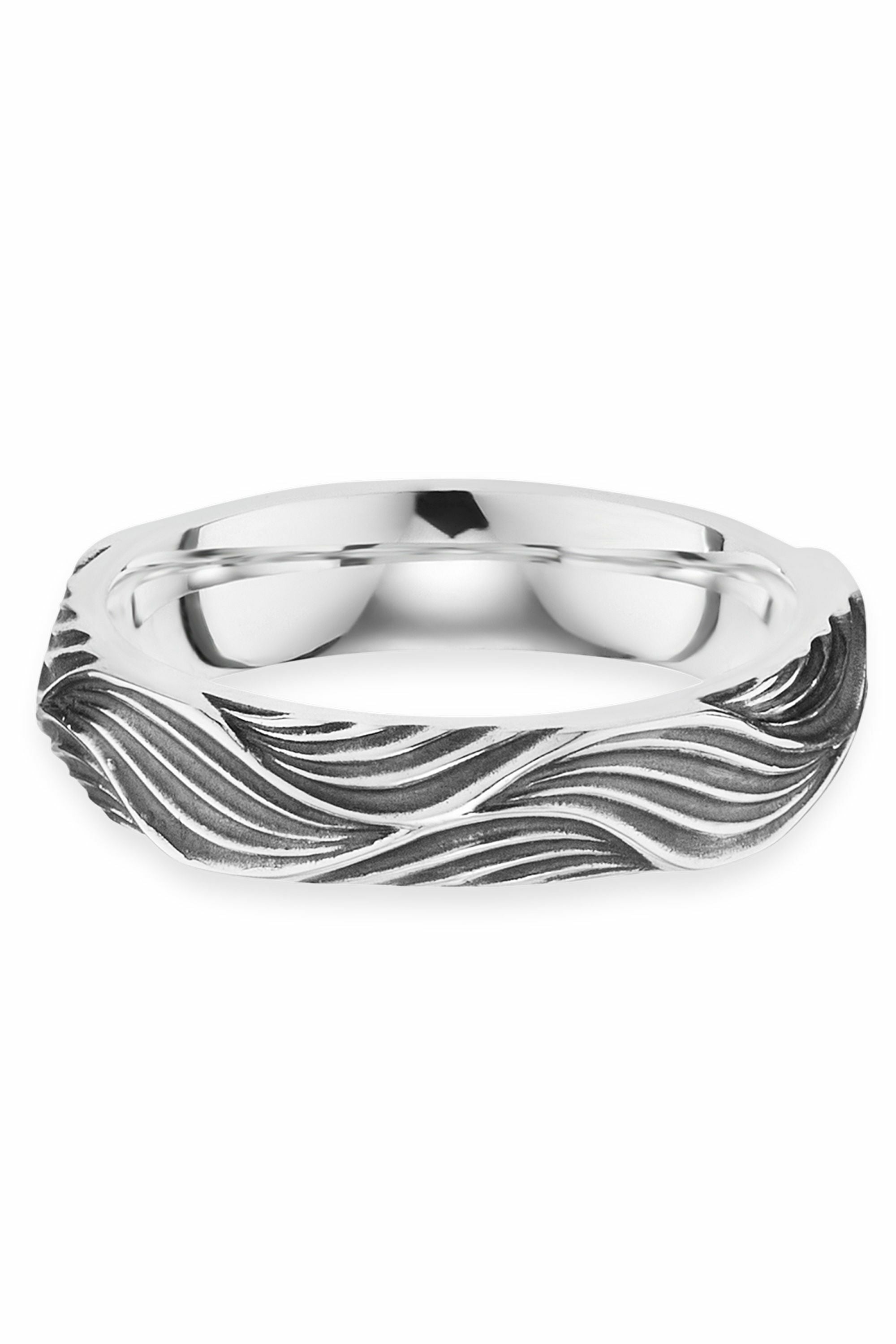 Ring 925/- Sterling Silber rhodiniert Wellen