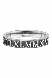 Ring Silber 925 matt-oxidiert mit römischen Zahlen