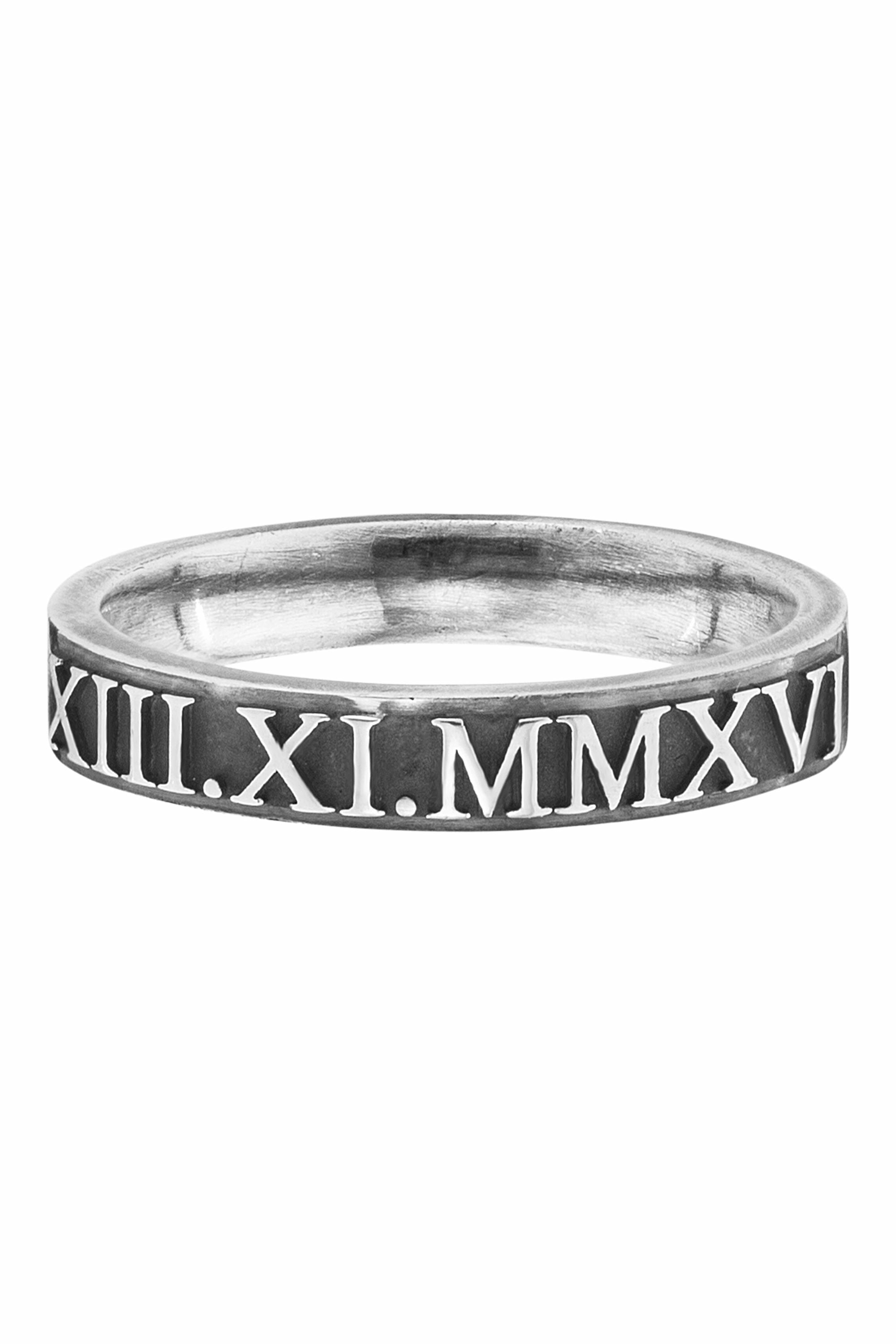 Ring Silber 925 matt-oxidiert mit römischen Zahlen
